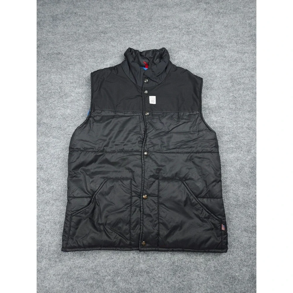 Topo Designs Puffer Vest Women's Medium Black Snap Primaloft Nylon Made USA